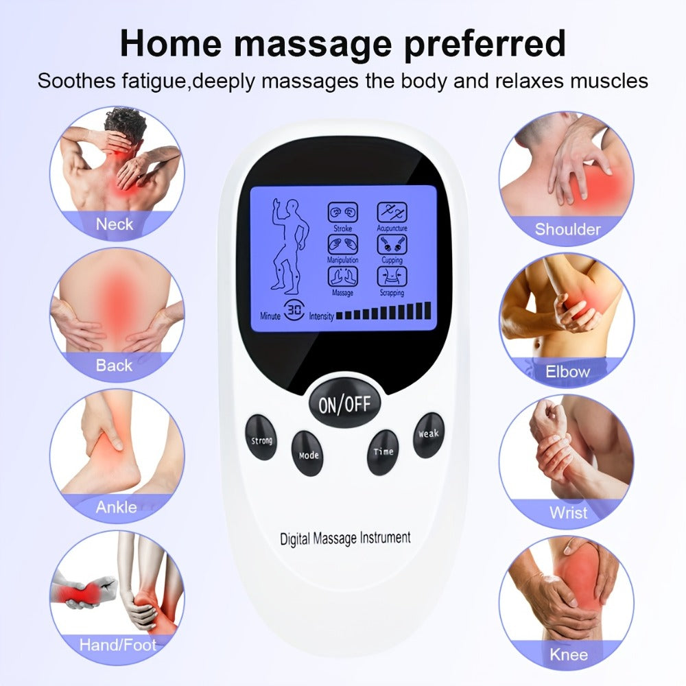 TENS EMS Dual Channel Stimulator Massager, 8 Electrodes for Back, Shoulder & Knee Pain, Recovery