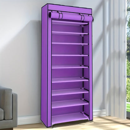 Shoe Rack 10-Layer Portable Cabinet for Up to 50 Pairs with Nonwoven Dust Cover and Steel Frame