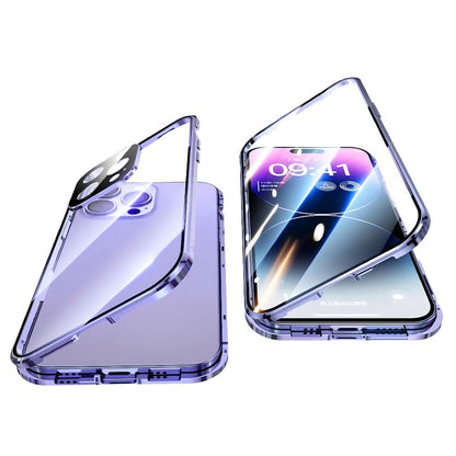 Double-Sided Glass iPhone Case with Stand 2-Piece Set Magnetic 360 Metal Frame Safety Lock Lens for an Everyday Personal Care Routine