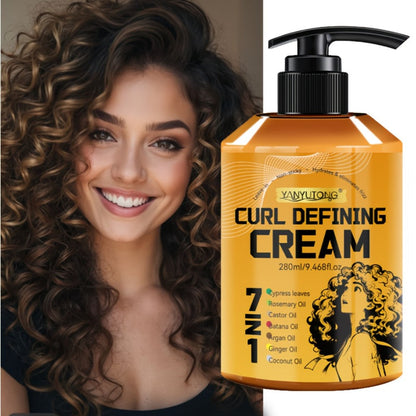 Curl Defining Cream 7-in-1 with Argan Oil & Rosemary Oil 280ml – Frizz Control, Natural Fluffiness & Long-Lasting Hold for Wavy