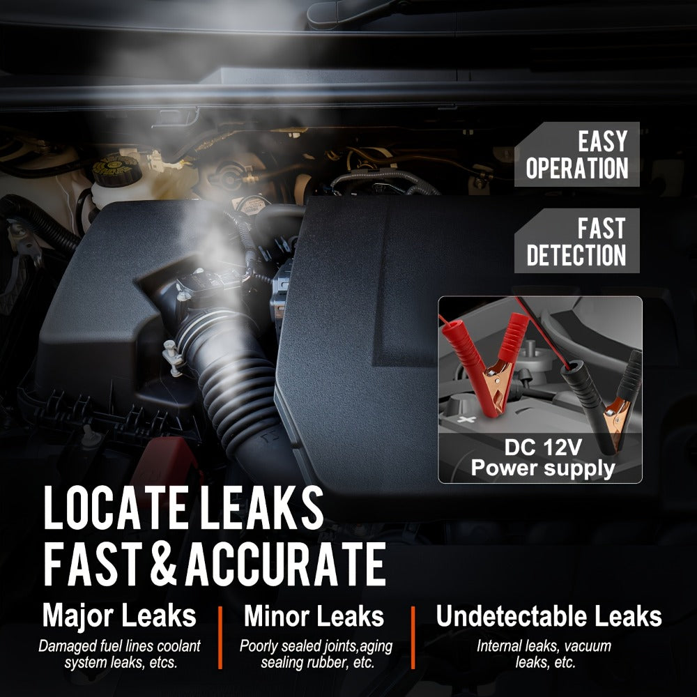 Automotive Smoke Machine Leak Tester with Built-in Air Pump, EVAP Vacuum Pipe & Fuel System Leak Detector