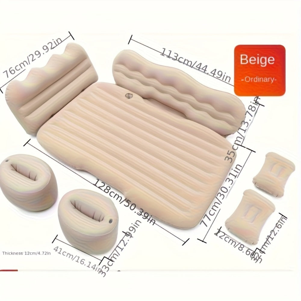 Inflatable Car Bed Plush Folding Design with Storage Bag & Tool Kit Soft Skin-Friendly Comfortable Outdoor Car Air Mattress for Camping