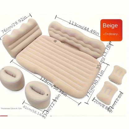 Inflatable Car Bed Plush Folding Design with Storage Bag & Tool Kit Soft Skin-Friendly Comfortable Outdoor Car Air Mattress for Camping