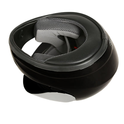 Motorcycle Helmet TCMT Gloss Black Full-Face Shell with Clear Shield, Large Variant, Padded Interior and Rear Vents