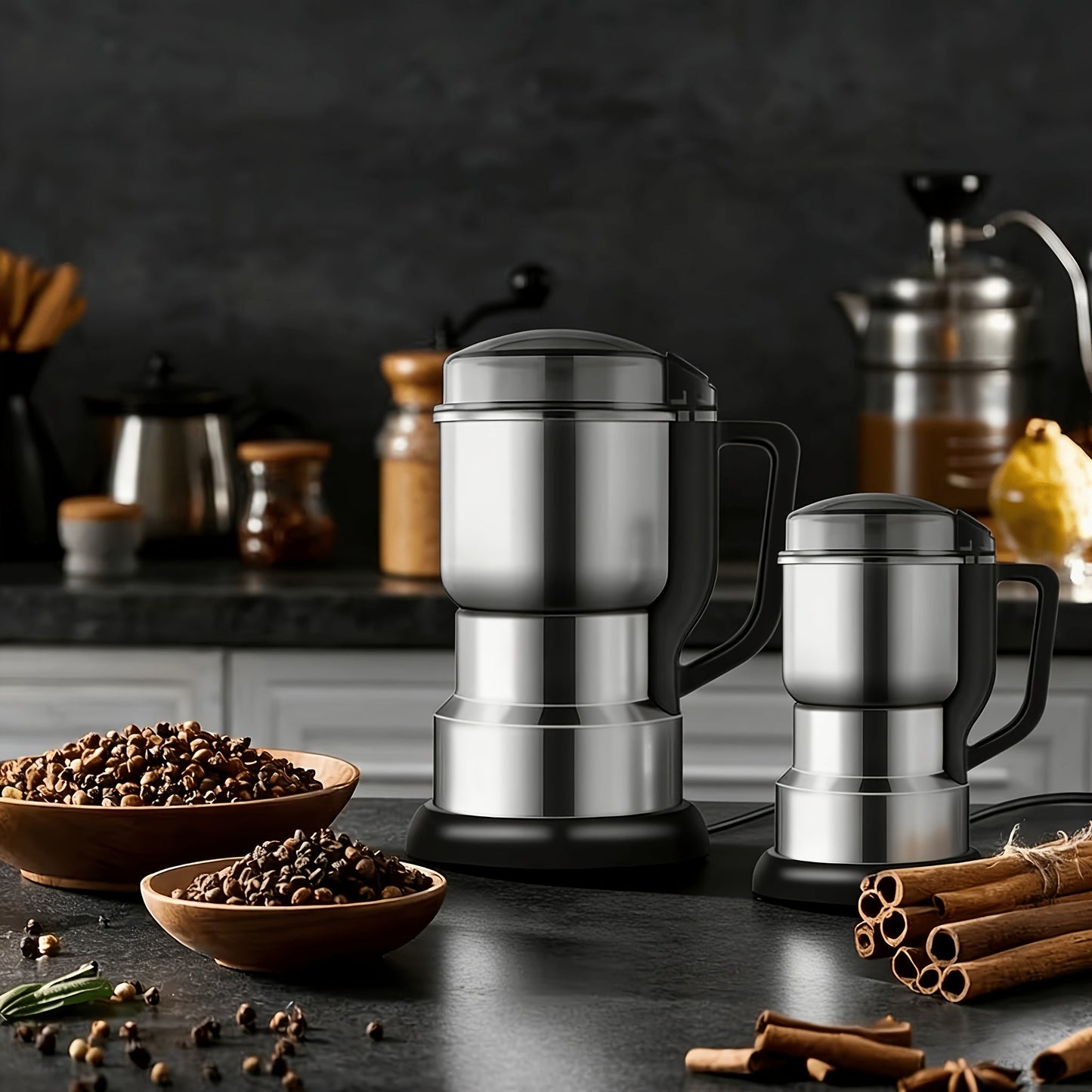 Electric Coffee Grinder 300W 25000RPM, 8-Blade Stainless Steel Spice & Grain Mill for Coffee Beans