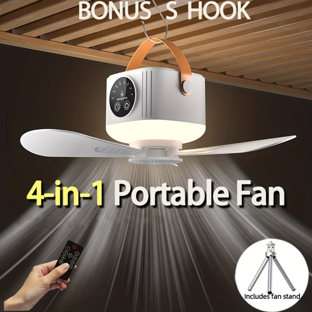 Portable Fan USB-Powered Hanging Tent Model with Remote Control, LED Light and Optional Triangular Stand