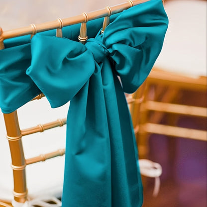 100pcs Satin Chair Sashes Bows for Wedding Banquet Party Event Decoration, 13 Colors, 18×275cm