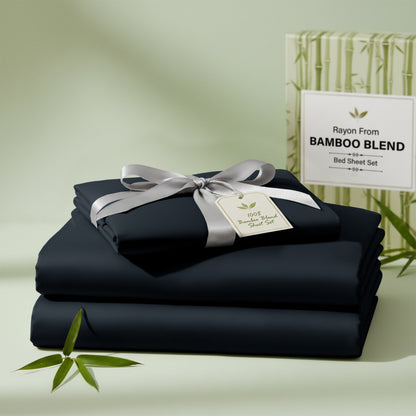 Bed Sheet Set 30% Bamboo Viscose 70% Polyester in 3- or 4-Piece Sizing with 16-Inch Pocket
