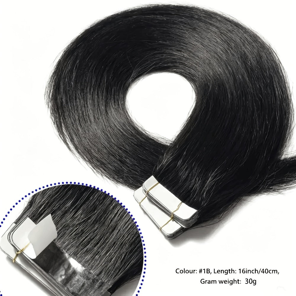 Tape In Hair Extensions Human Hair Straight Natural Black 1B Seamless Skin Weft 10pcs 30g 16 20 22 24 Inch Invisible Blend for Volume