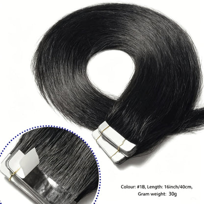 Tape In Hair Extensions Human Hair Straight Natural Black 1B Seamless Skin Weft 10pcs 30g 16 20 22 24 Inch Invisible Blend for Volume