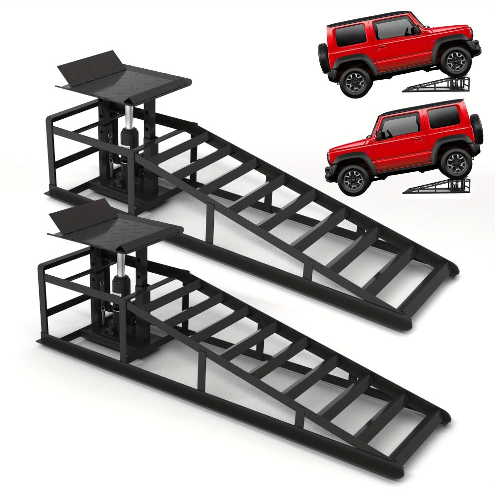 Hydraulic Car Ramps 2-Pack 11050 LBS 5T – Heavy Duty Iron Vehicle Lift Ramp 9"-14.2" for Oil Changes, Jack Support & Auto Maintenance