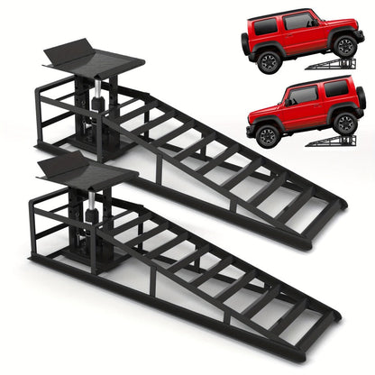 Hydraulic Car Ramps 2-Pack 11050 LBS 5T – Heavy Duty Iron Vehicle Lift Ramp 9"-14.2" for Oil Changes, Jack Support & Auto Maintenance