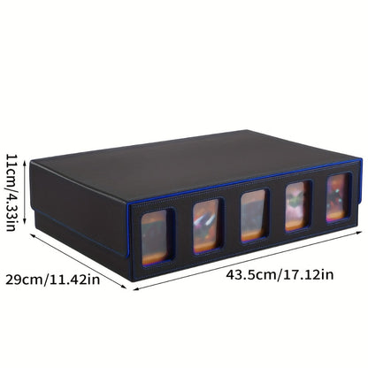 Trading Card Storage Box 5-Row with 24 Colored Dividers, 5 Card Sleeves & 5 Grid Boards – Card Organizer for Pokemon MTG Yu-Gi-Oh Sports
