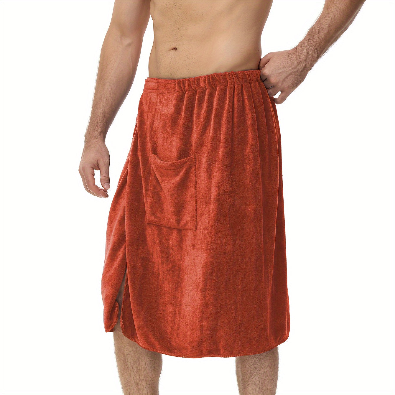 Bath Towels Wearable Mens Wrap 320GSM Suede Microfiber in Blue or Brown for Shower and Spa