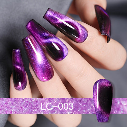 Gel Nail Polish 8-Piece Aurora Magnetic Cat-Eye Set with Black-Crystal Glitter and 3D Light-Shifting Finish for UV/LED Cure
