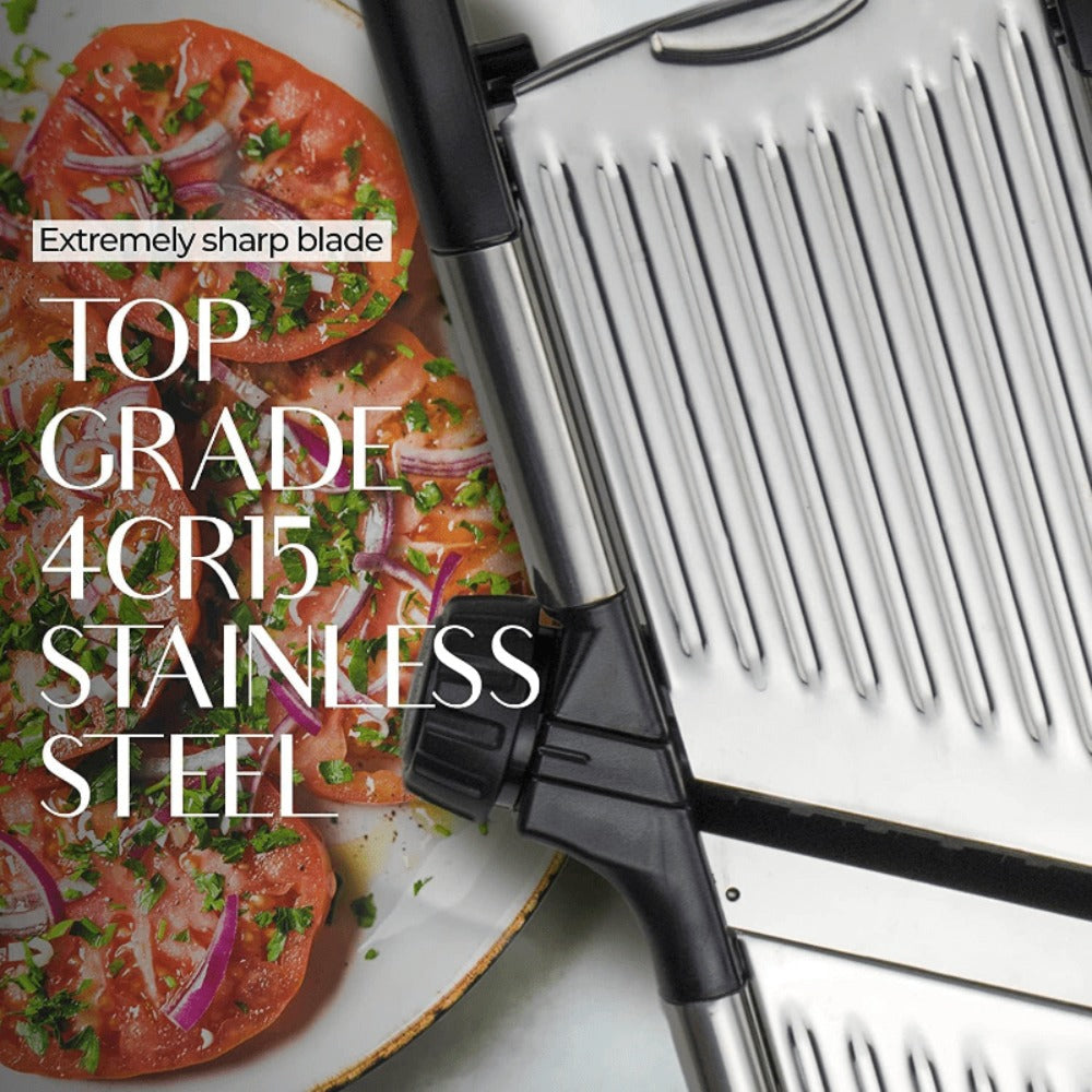 Mandoline Slicer 7-Blade Stainless Steel Vegetable Slicer with Adjustable Thickness & Safety for Home Cooking, Dining and Outdoor Meals