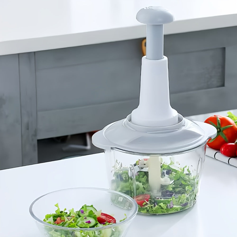 Manual Food Chopper 2L Pull Cord Vegetable Chopper Onion Mincer Garlic Press Meat Grinder for Home Cooking, Dining and Outdoor Meals
