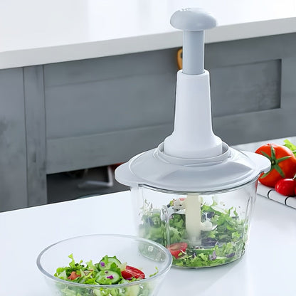 Manual Food Chopper 2L Pull Cord Vegetable Chopper Onion Mincer Garlic Press Meat Grinder for Home Cooking, Dining and Outdoor Meals