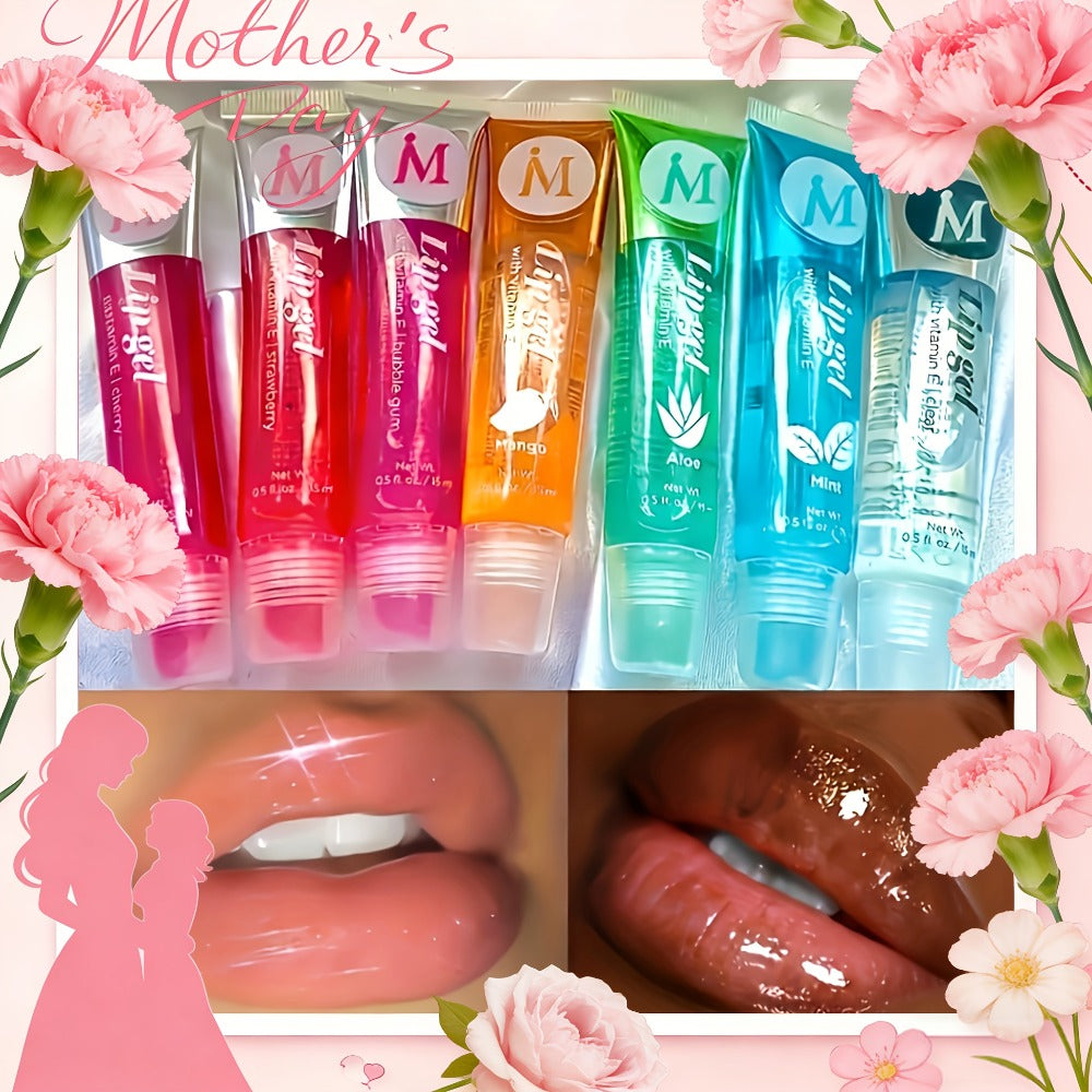 Lip Oil Set 12 Piece Clear Lip Gloss Plant Squalene Plumping with VE Rosehip Argan Mint Aloe, for Makeup, Travel and Everyday Vanity Use