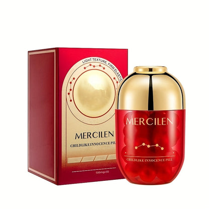Face Serum Mercilen Collagen Capsules with Jojoba Oil, Plant Squalane and Glycerin in a 30-Piece Bottle