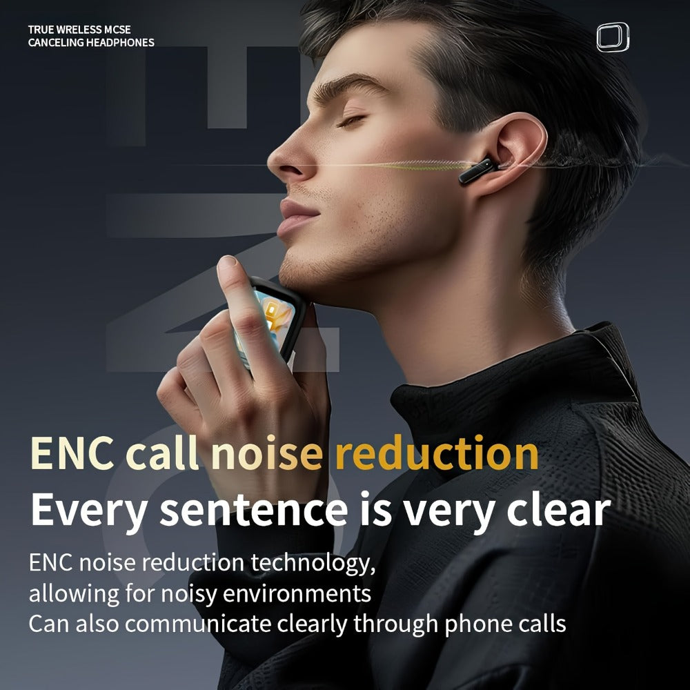 Wireless Earbuds Bluetooth 5.4 with ANC and ENC, LED Touchscreen Case and Black or White Options