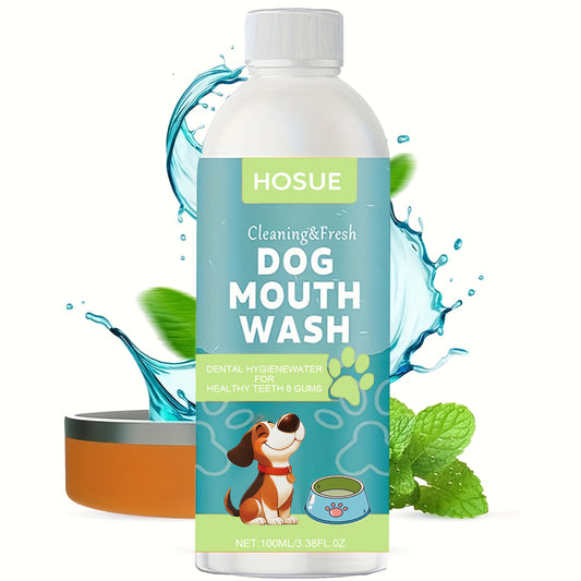Dog Mouthwash for Fresh Breath with Peppermint Extract – Natural Dental Health Oral Care Liquid, Easy-to-Use Water Additive for Dogs