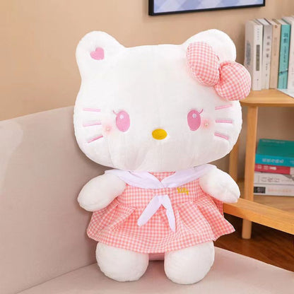 Hello Kitty Dress Up Plush 13.78 Inch, Sanrio Licensed KT Cat Stuffed Doll in Plaid Outfit