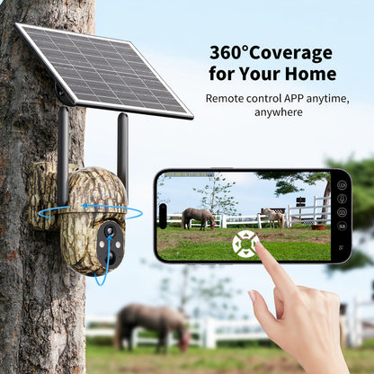 4G LTE Solar Trail Camera No WiFi Needed, Outdoor Security Camera 4K Night Vision, 360° Pan Tilt Live View