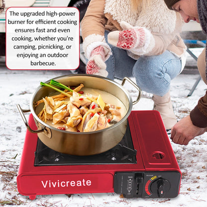 Portable Butane Camping Stove Single Burner – Compact Gas Cooker with Carrying Bag for Outdoor Cooking, Camping, Hiking, Fishing