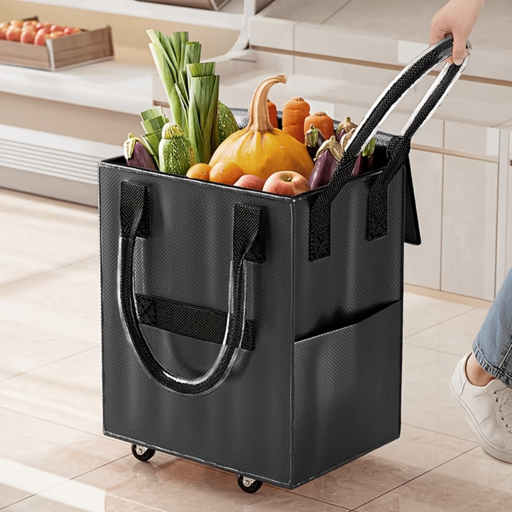 Rolling Grocery Bag with Wheels 60L Extra Large | 16 Gallon Heavy Duty Foldable Shopping Cart Waterproof | Multi-Function Travel Tote