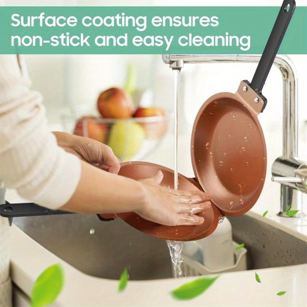 Reversible Non-Stick Pancake Skillet, Foldable Stainless Steel Flip Pan for Fluffy Pancakes, Omelettes & Frittatas