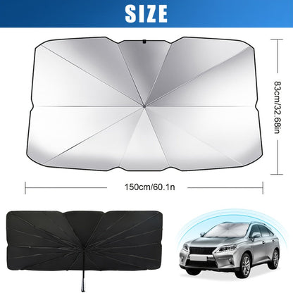 Windshield Sun Shade UV Protection | Auto Open & Fold One-Button, Fiberglass Skeleton, Opaque Insulation, Fits Most Cars SUVs Trucks