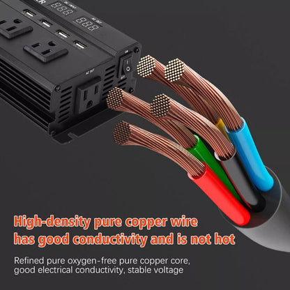Portable 12V DC to 110V AC Power Inverter with LCD Display, Cooling Fan and 6600W Checkout Label