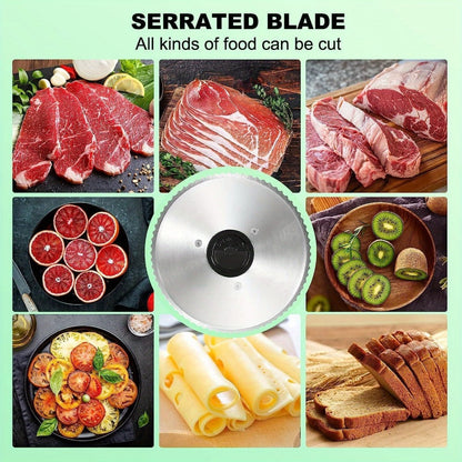 Electric Deli Food Slicer with Removable Stainless Steel Blades – Adjustable Thickness Meat Slicer for Home, Easy to Clean