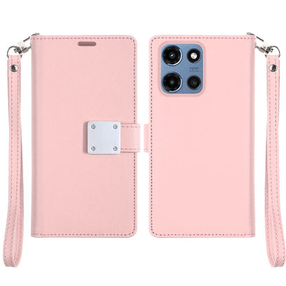 Moto G 5G 2025 Wallet Case PU Leather Folio with 5 Card Slots Cash Pocket Magnetic Closure Kickstand for Motorola Moto G 5G 2025