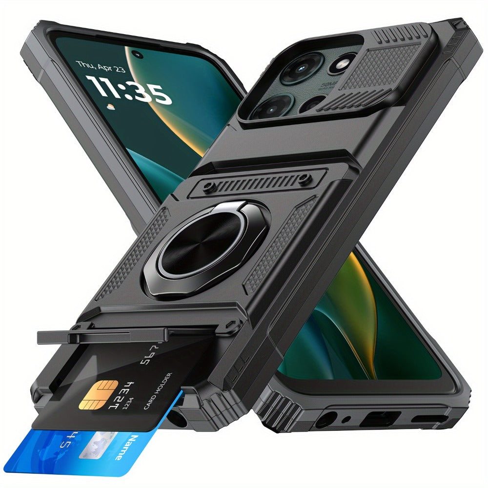 Wallet Moto G 5G 2025 2024 Case Card Holder 360° Ring Stand Dual Layer with the Listed Color, Size or Set Options for Everyday Carry