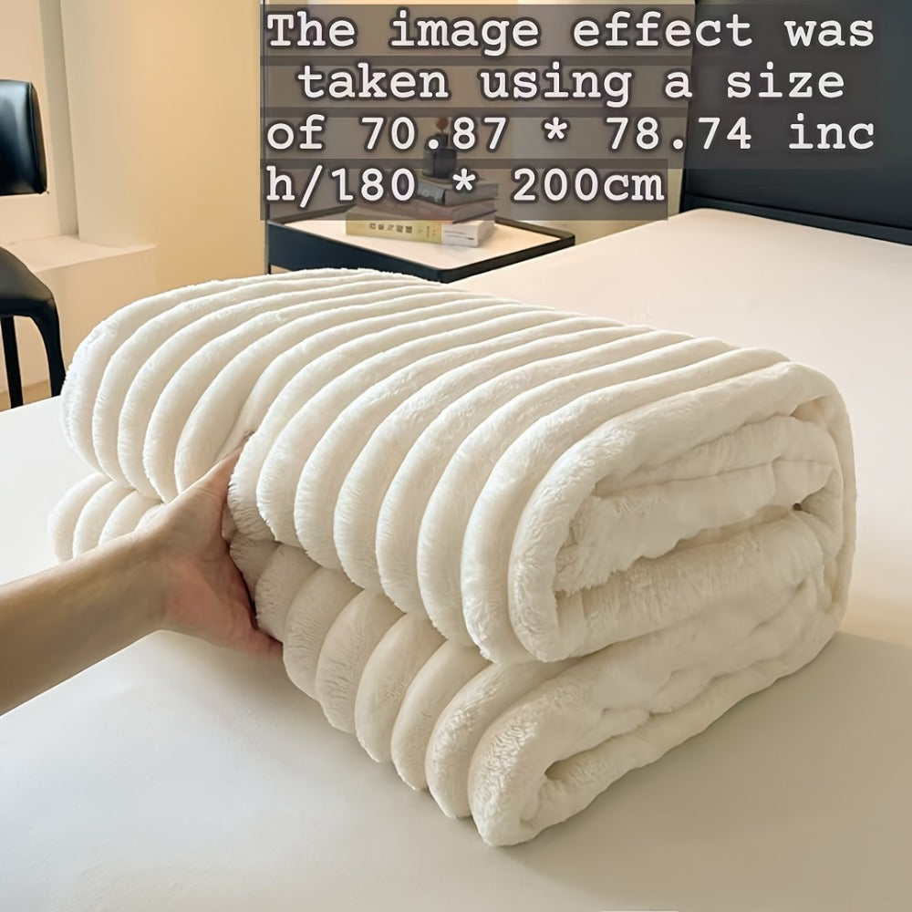 Plush Knit Faux Fur Blanket in Space Gray, Creamy White or Pink with Two Large Metric Size Options