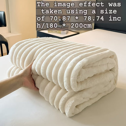 Plush Knit Faux Fur Blanket in Space Gray, Creamy White or Pink with Two Large Metric Size Options