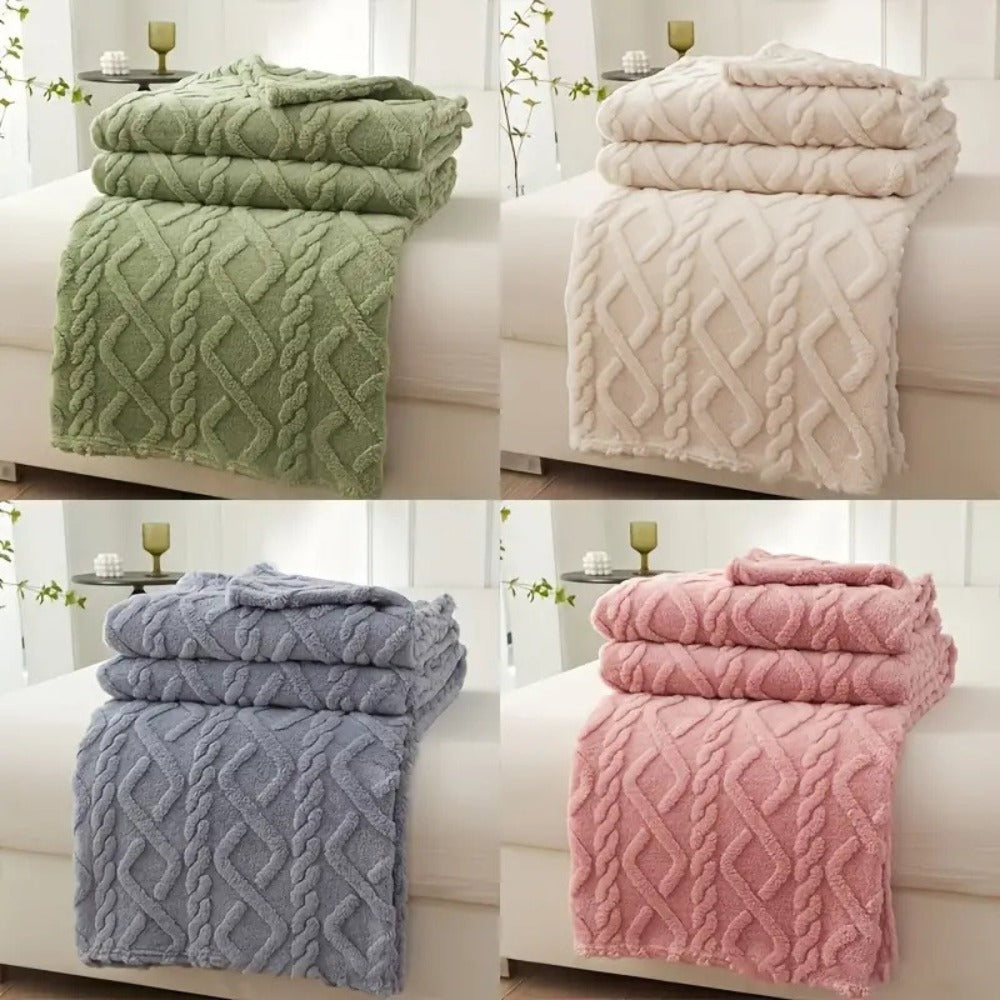 3D Plush Dense Weave Fleece Blanket, Ultra- Throw for Bed, Couch, Travel & Outdoor, Air-Conditioning Friendly