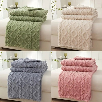 3D Plush Dense Weave Fleece Blanket, Ultra- Throw for Bed, Couch, Travel & Outdoor, Air-Conditioning Friendly
