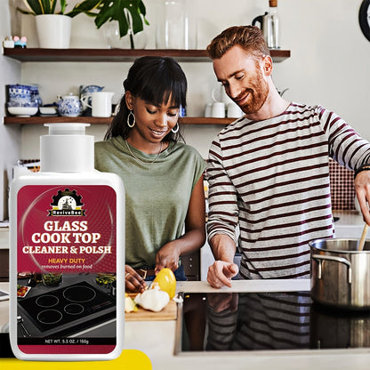 Glass Stovetop Cleaning Paste – Heavy Duty Cooktop Cleaner Cream, Removes Burnt-On Grease, Oil Stains & Food Residue from Stove Tops