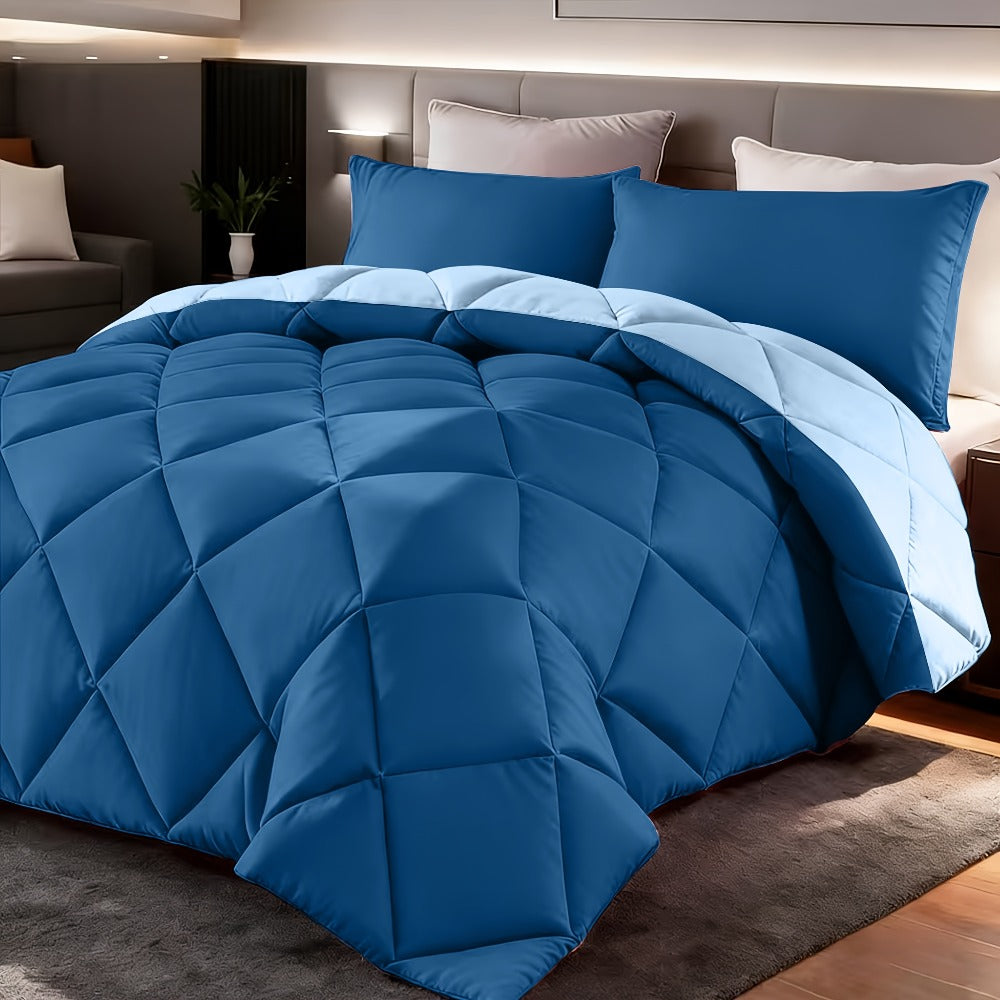 Comforter Set 2-3 Piece Rhombus Grid Luxury – Soft Lightweight Breathable Oversized Bedding Set with Pillowcases