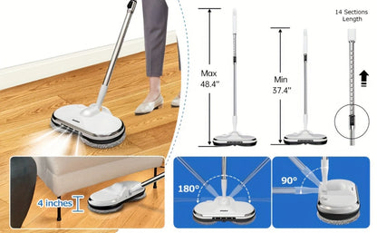 Cordless Electric Spin Mop Floor Cleaner with LED Headlight & Water Spray Tank for Everyday Face, Beard and Body Grooming