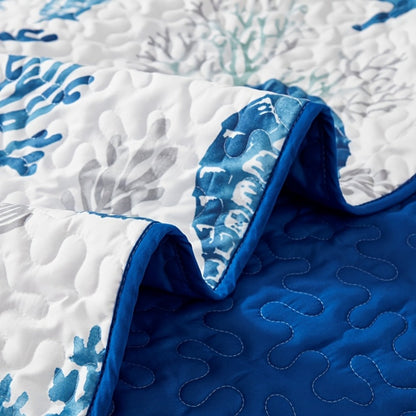 Duvet Cover Set 3 Piece Ocean Style Seahorse Coral Pattern Soft Breathable Microfiber Bedding Set with 2 Pillowcases Machine Washable