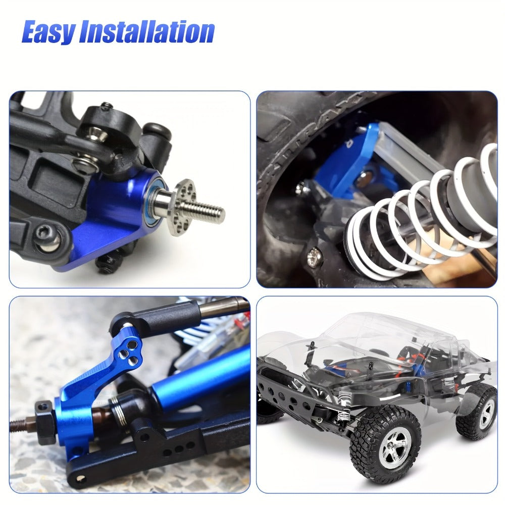 Aluminum Front Steering Caster Block Set for Traxxas Slash 2WD Stampede Rustler RC Car Upgrade Kit Replaces #3632 #3736 #3752 with Stub Axle