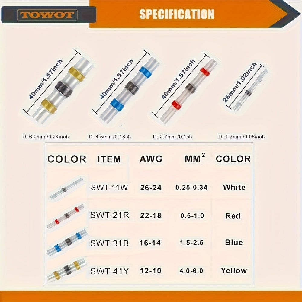 Solder Seal Wire Connectors Butt Splice Terminals 320/640/900pcs for Entryways, Bedrooms and Living Spaces