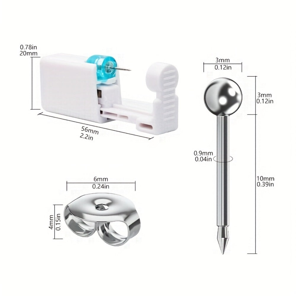 Ear Piercing Kit, 8 PCS Disposable Self Piercing Gun with 316 Stainless Steel Earrings for Entryways, Bedrooms and Living Spaces
