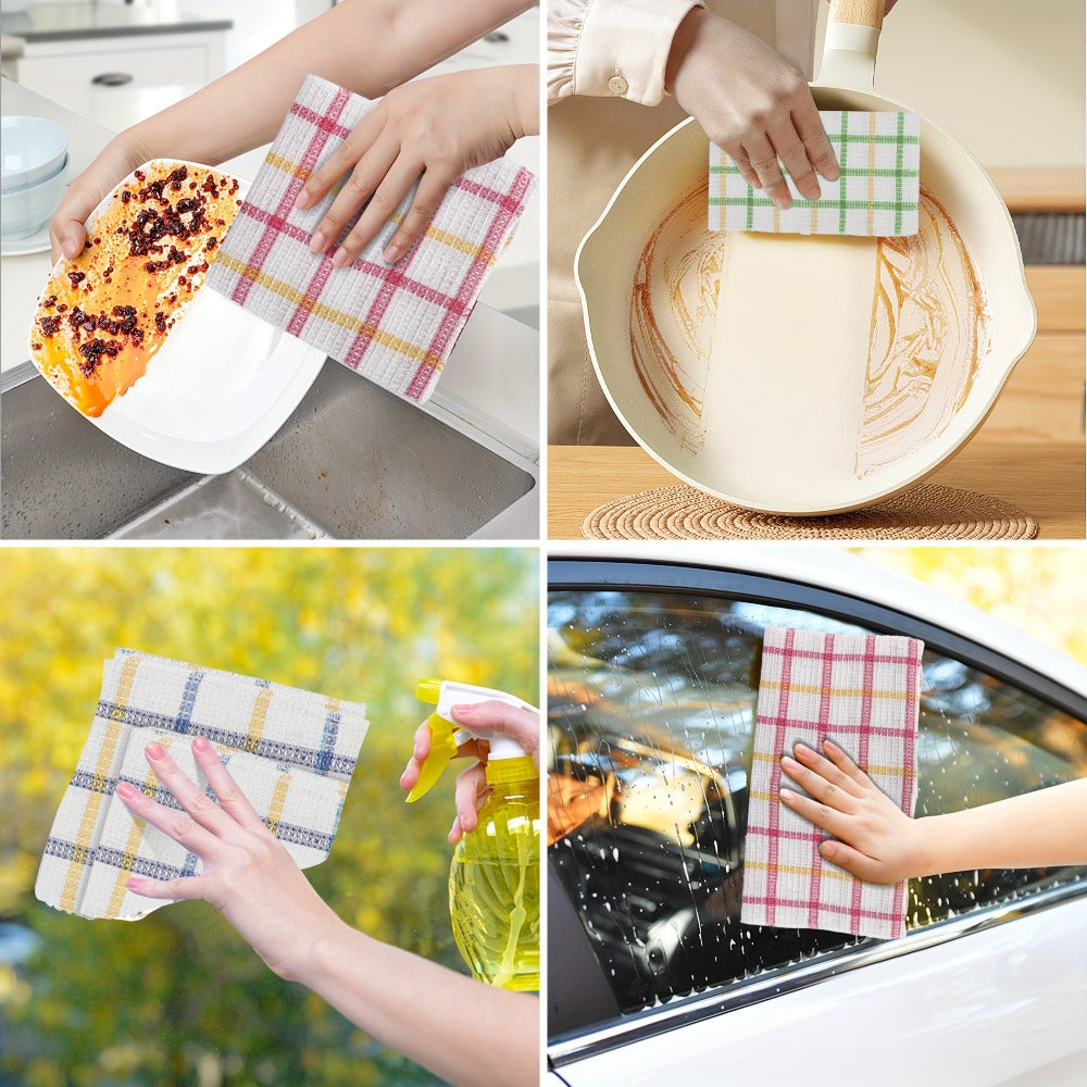 Kitchen Cleaning Cloths 24 Pack Soft Absorbent Reusable Dish Towels Square Dishcloths Durable Multi-Purpose Cleaning Rags for Home Kitchen