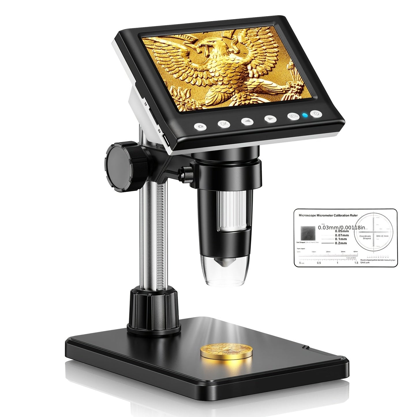 Digital Coin Microscope 4.3 Inch IPS Screen for Adults Coin Magnifier with 8 LED Lights 32GB for an Everyday Personal Care Routine