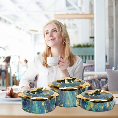 Insulated Casserole Dish Set 3-Piece Thermal Food Warmer with Lids, Stainless Steel Serving Bowls for Hot & Cold Food